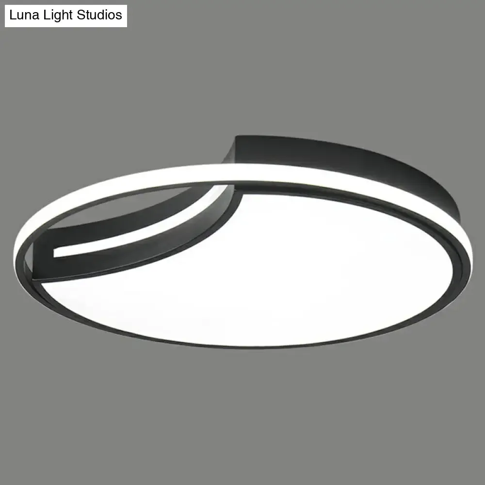 Modern Black LED Ceiling Flush Mount with Halo Ring - Minimalist Acrylic Bedroom Light Fixture