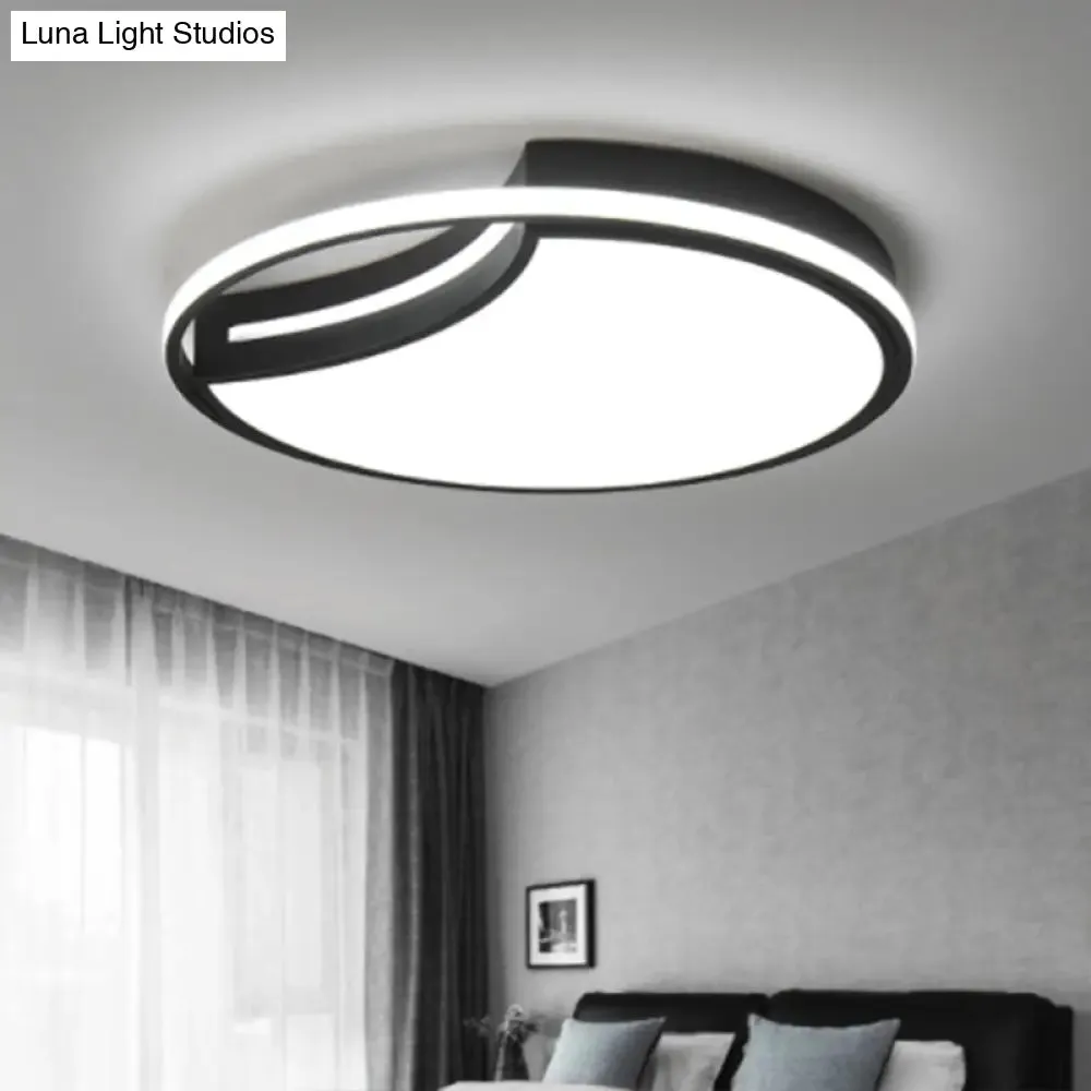 Modern Black LED Ceiling Flush Mount with Halo Ring - Minimalist Acrylic Bedroom Light Fixture