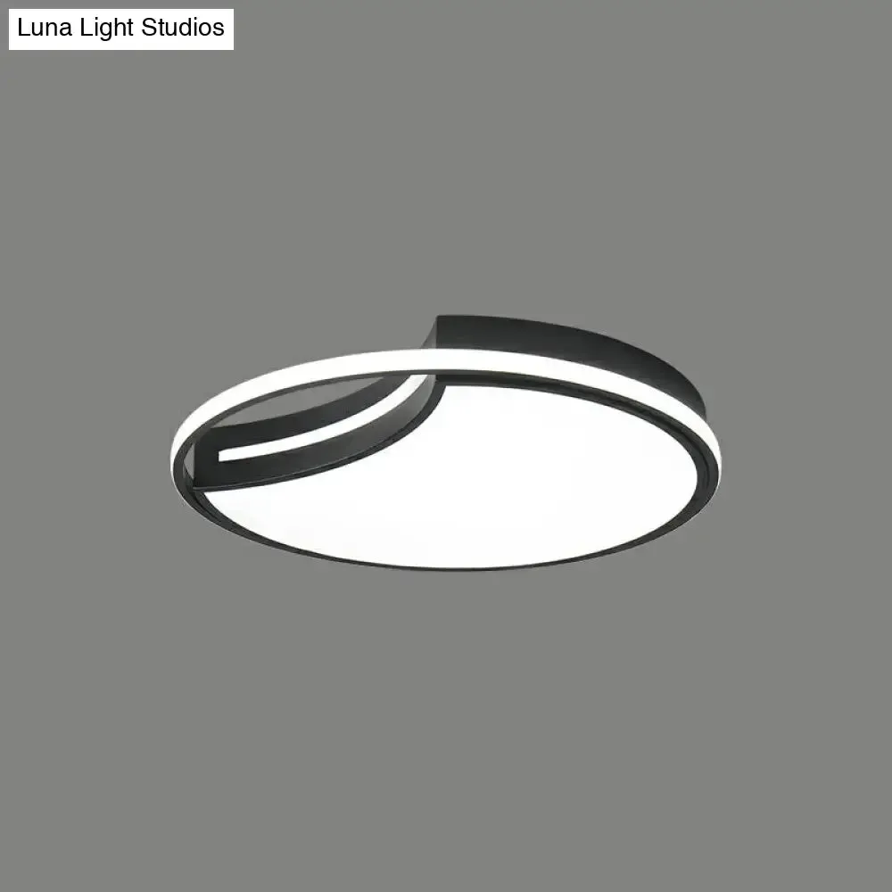 Modern Black LED Ceiling Flush Mount with Halo Ring - Minimalist Acrylic Bedroom Light Fixture