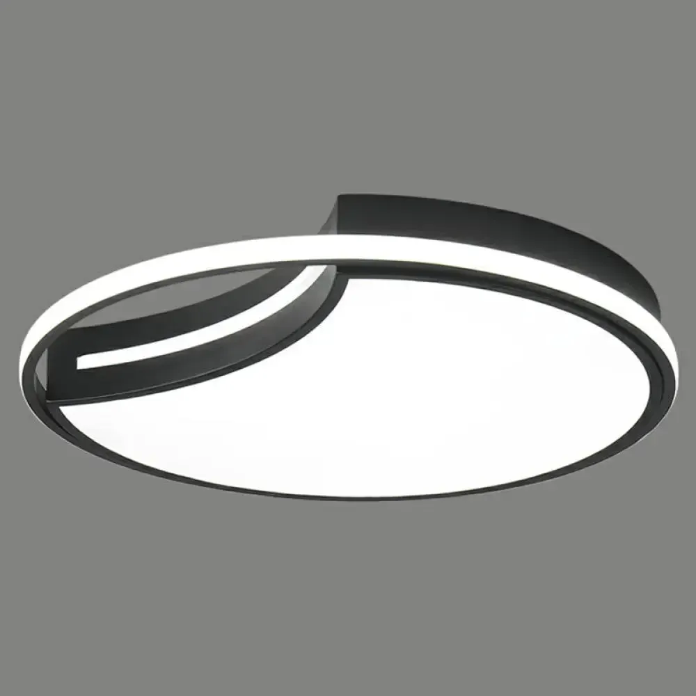 Modern Black LED Ceiling Flush Mount with Halo Ring - Minimalist Acrylic Bedroom Light Fixture