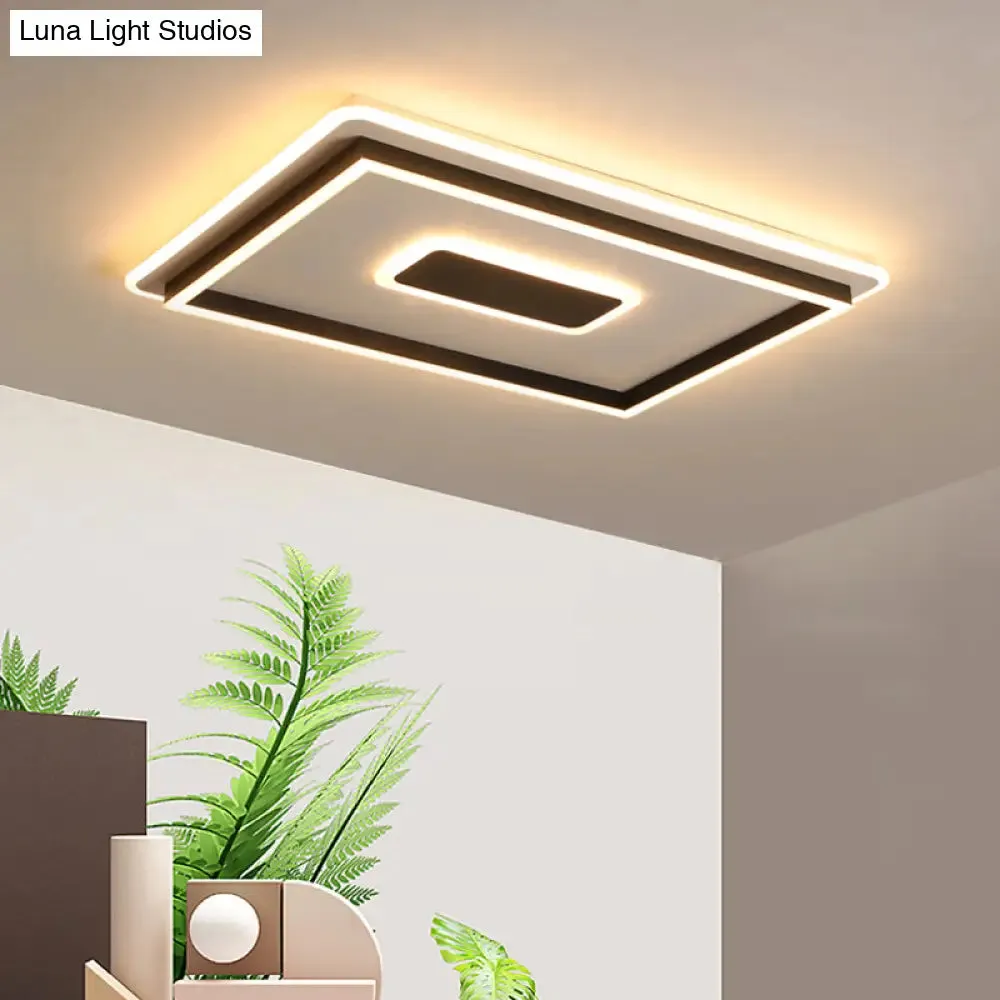 Modern Black LED Flush-Mount Ceiling Lamp with Acrylic Shade - Living Room Light, White/3 Color Light