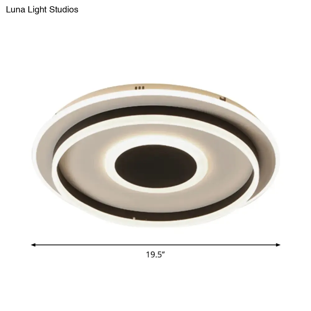 Modern Black LED Flush-Mount Ceiling Lamp with Acrylic Shade - Living Room Light, White/3 Color Light