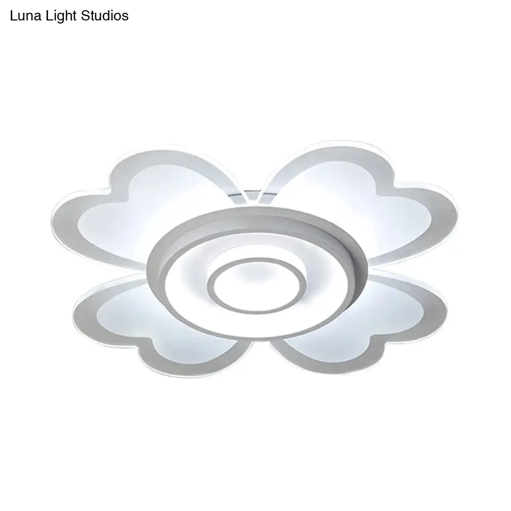 Modern Heart & Round Flush Mount LED Ceiling Light for Baby Room in White