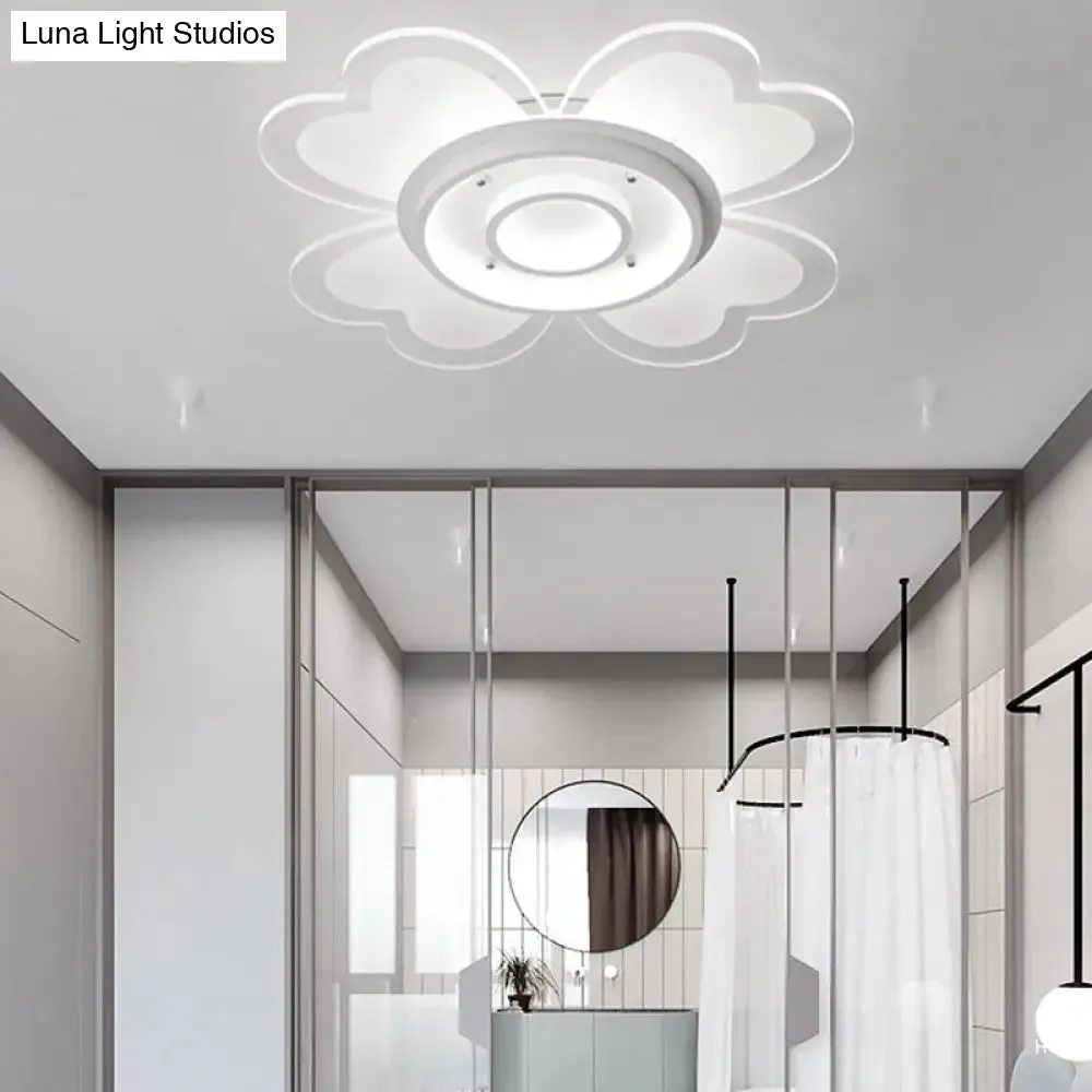 Modern Heart & Round Flush Mount LED Ceiling Light for Baby Room in White