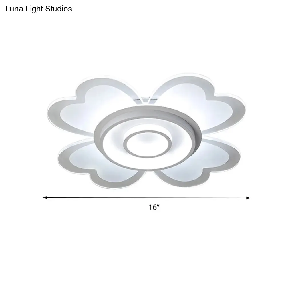 Modern Heart & Round Flush Mount LED Ceiling Light for Baby Room in White