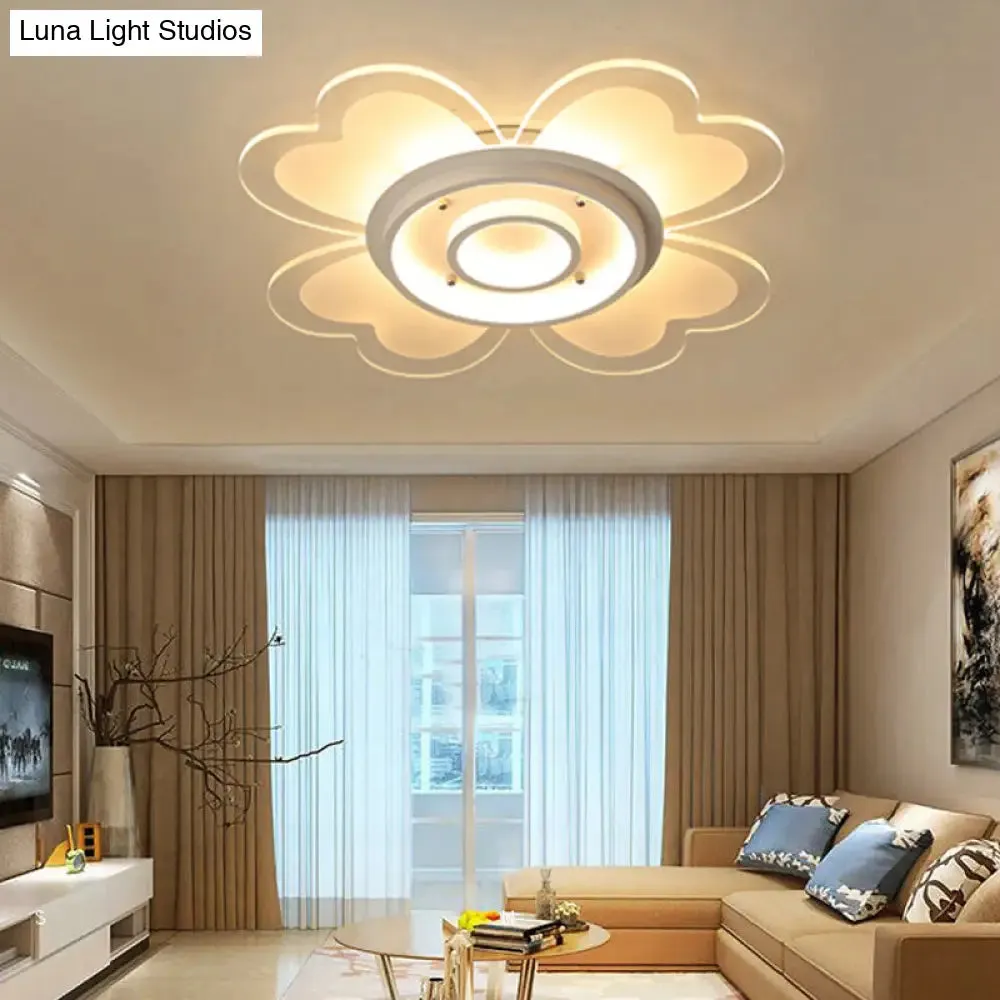 Modern Heart & Round Flush Mount LED Ceiling Light for Baby Room in White