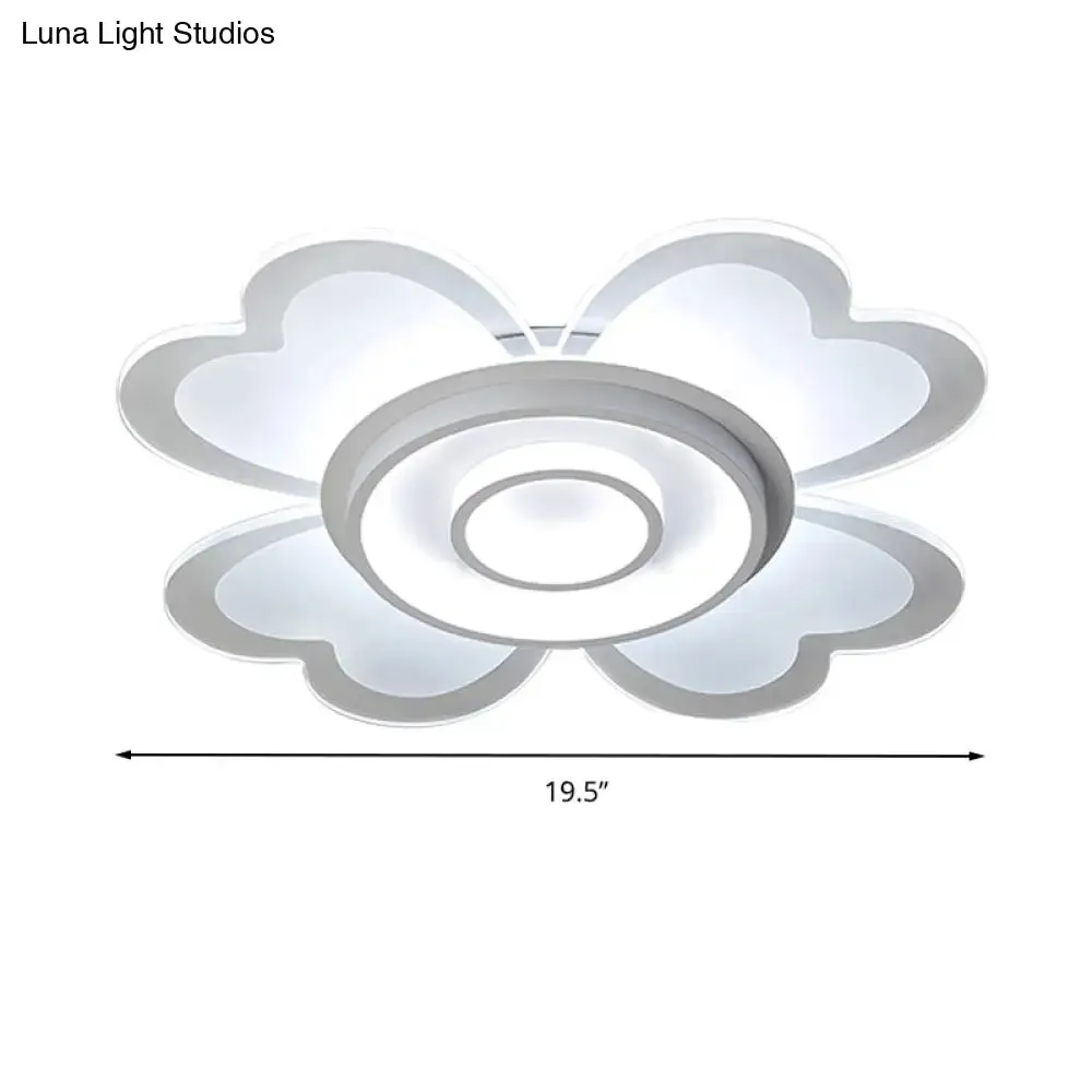 Modern Heart & Round Flush Mount LED Ceiling Light for Baby Room in White