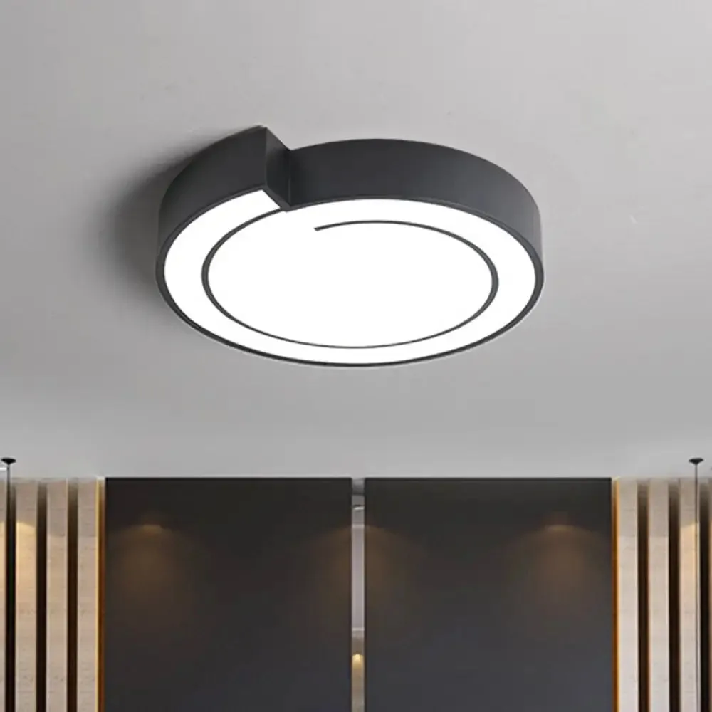 Modernist Acrylic Flushmount Lighting: Whistling LED Ceiling Lamp for Bedroom in Warm/White Light, 18"/21.5" W, White/Black