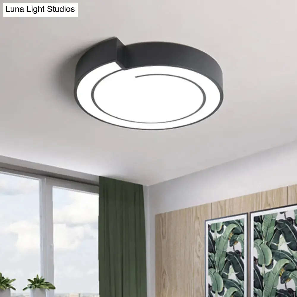 Modernist Acrylic Flushmount Lighting: Whistling LED Ceiling Lamp for Bedroom in Warm/White Light, 18"/21.5" W, White/Black