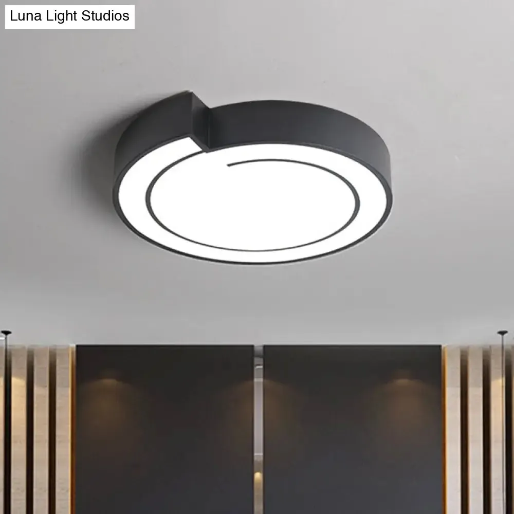 Modernist Acrylic Flushmount Lighting: Whistling LED Ceiling Lamp for Bedroom in Warm/White Light, 18"/21.5" W, White/Black