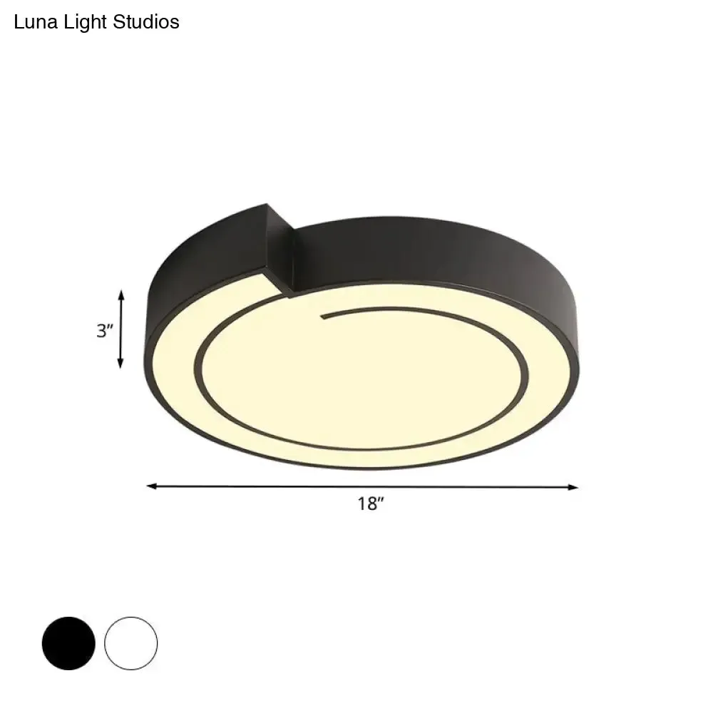 Modernist Acrylic Flushmount Lighting: Whistling LED Ceiling Lamp for Bedroom in Warm/White Light, 18"/21.5" W, White/Black