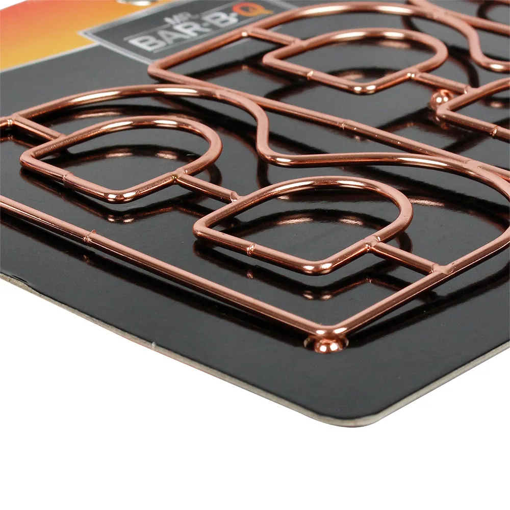 Mr. Bar-B-Q "BBQ" Trivet Metal Rose Gold Finish For Indoor And Outdoor Cooking