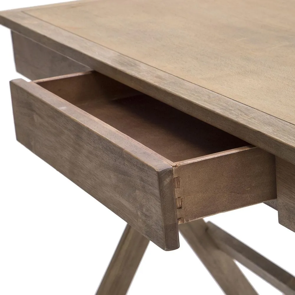 Narrow Contemporary Ash Grey Wood Desk