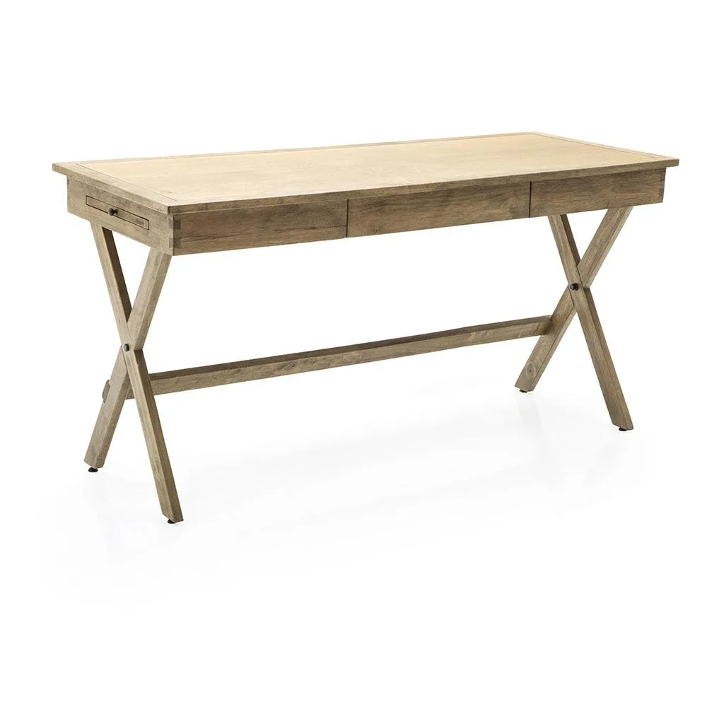 Narrow Contemporary Ash Grey Wood Desk