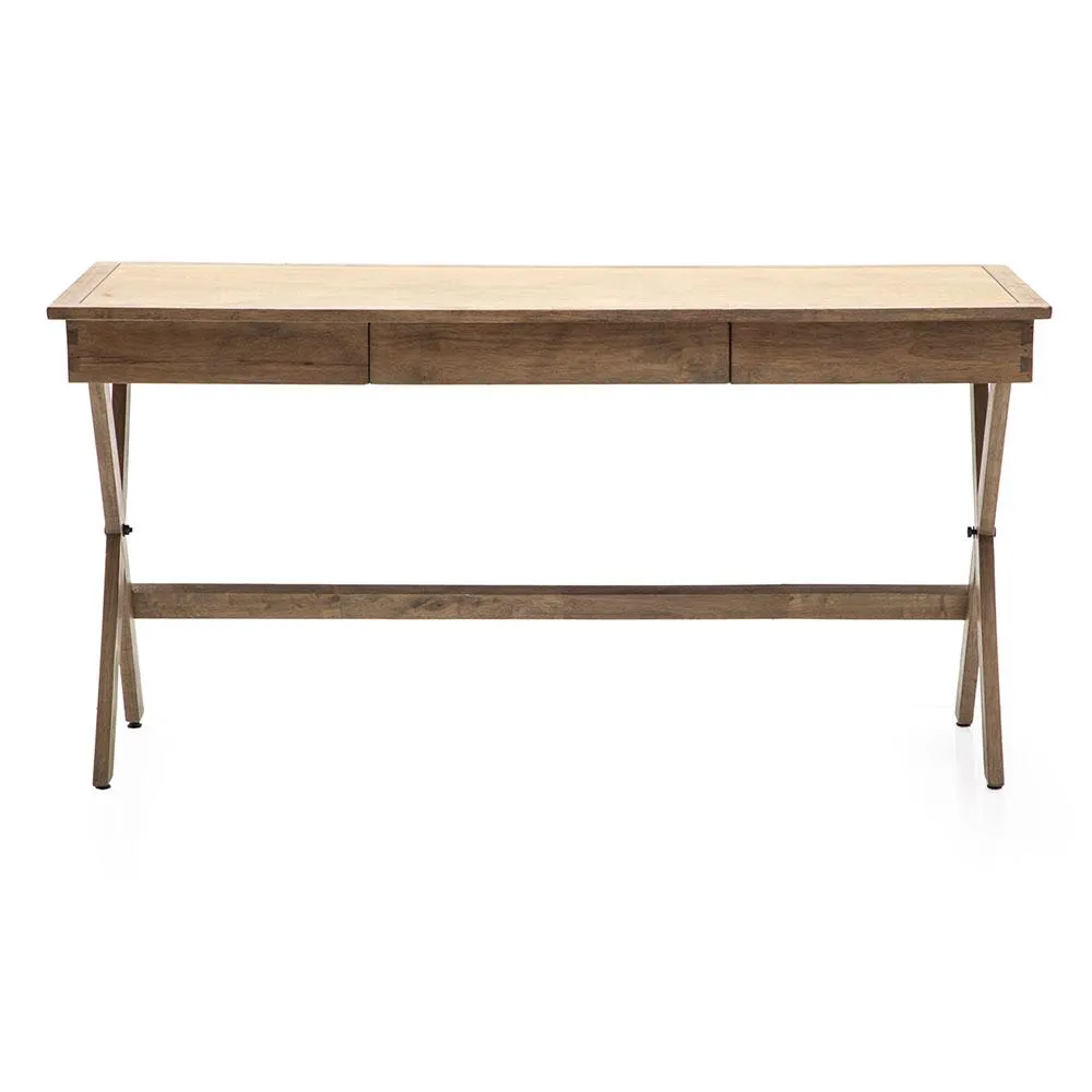 Narrow Contemporary Ash Grey Wood Desk