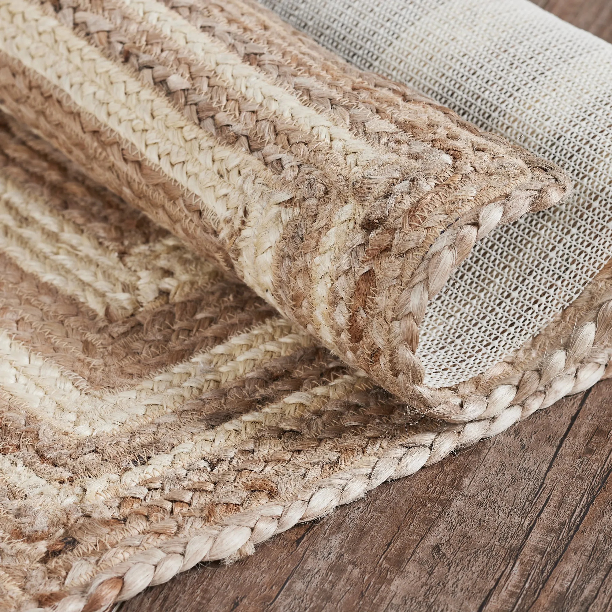 Natural & Creme Jute Rug Rect w/ Pad 27x48