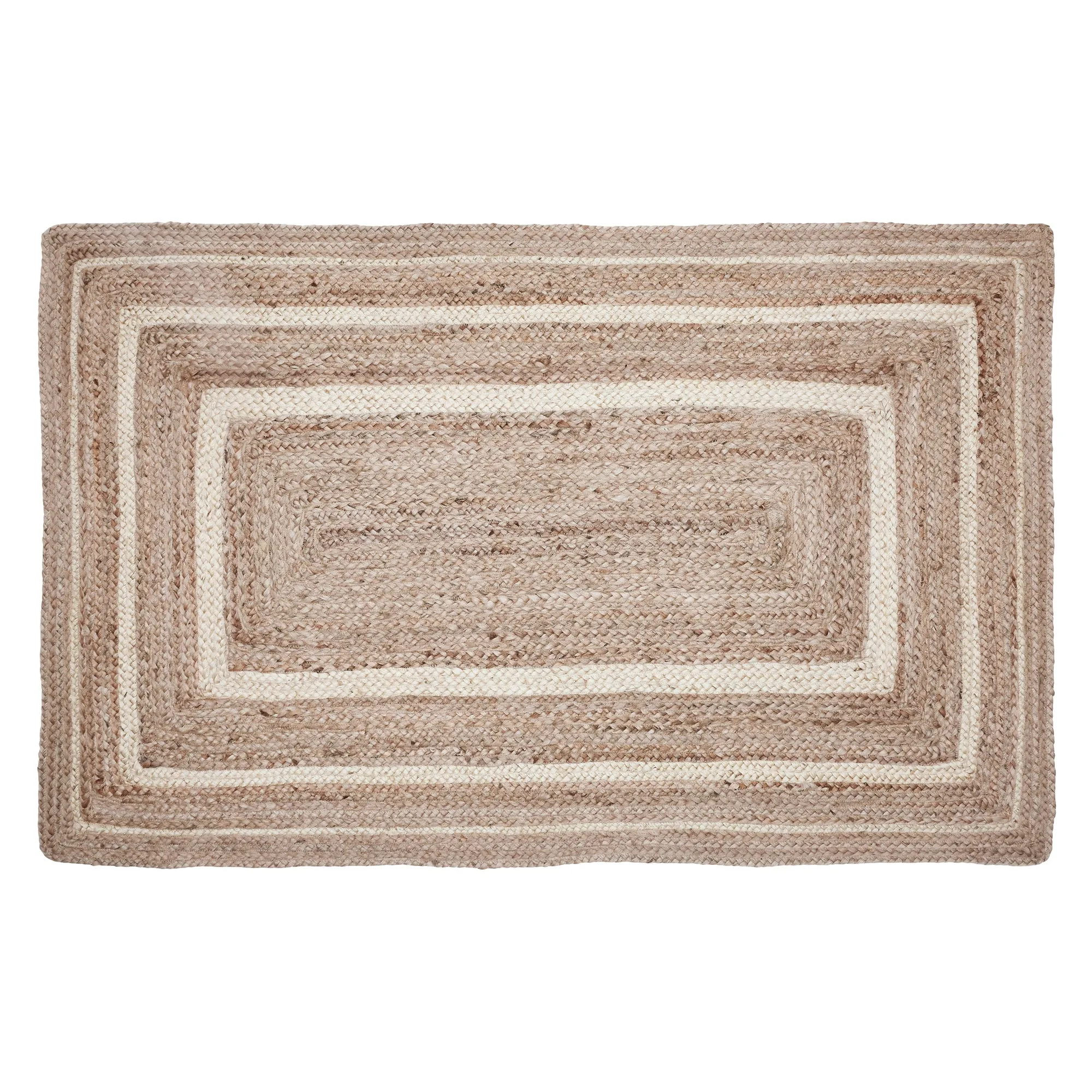 Natural & Creme Jute Rug Rect w/ Pad 27x48