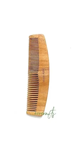 Neem wood comb | Dual Teeth Hair Comb | Hair growth & Dandruff free scalp | Anti-Static Ecofriendly