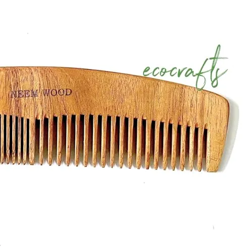 Neem wood comb | Dual Teeth Hair Comb | Hair growth & Dandruff free scalp | Anti-Static Ecofriendly