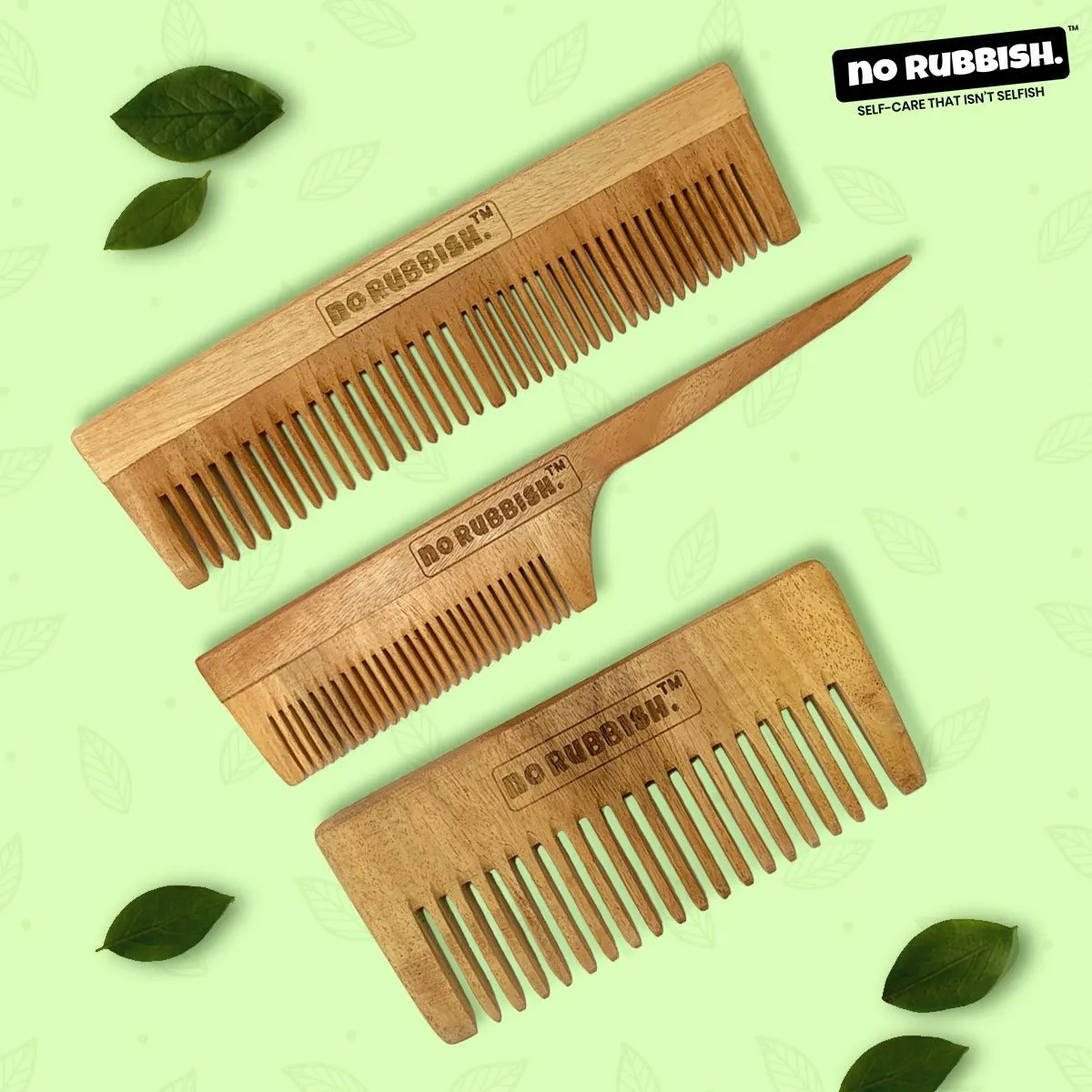 Neem Wooden Comb (Pack of 3) | Infused with Neem and Tulsi