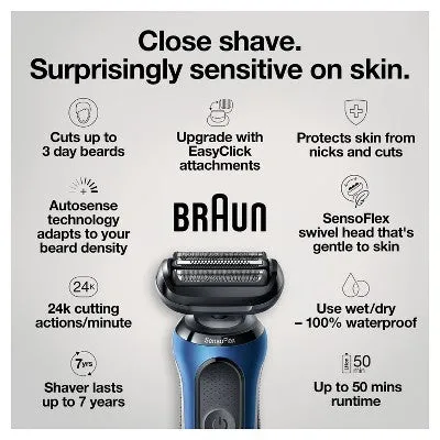 New - Braun Series 6-6020s Men's Rechargeable Wet & Dry Electric Foil Shaver