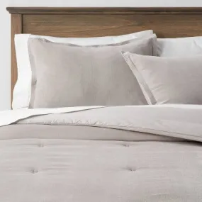 New - Full/Queen Cotton Velvet Comforter & Sham Set Gray - Threshold