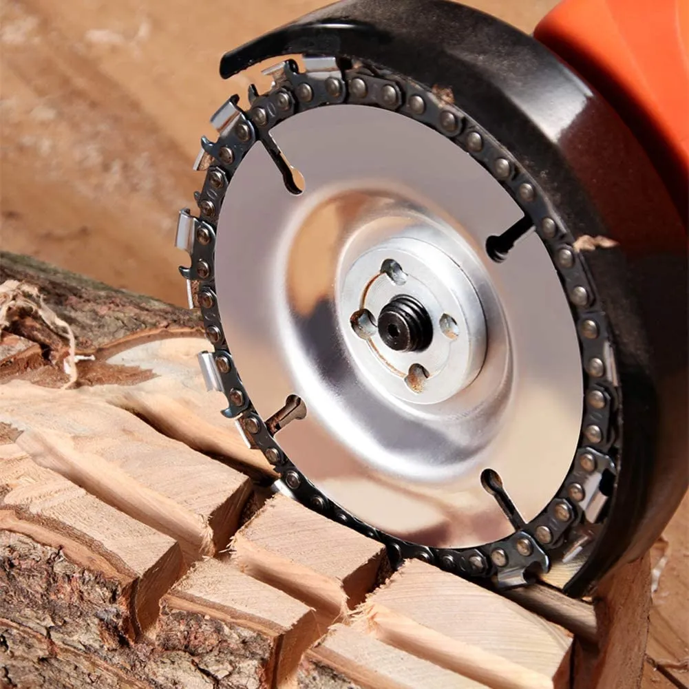 No Chainsaw? NO PROBLEM!
Wood Carving Saw Disc 
4'' Angle Grinder Chainwheel 
5/8' Arbor, 22 Teeth (100mm)