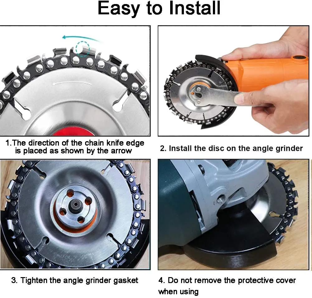 No Chainsaw? NO PROBLEM!
Wood Carving Saw Disc 
4'' Angle Grinder Chainwheel 
5/8' Arbor, 22 Teeth (100mm)