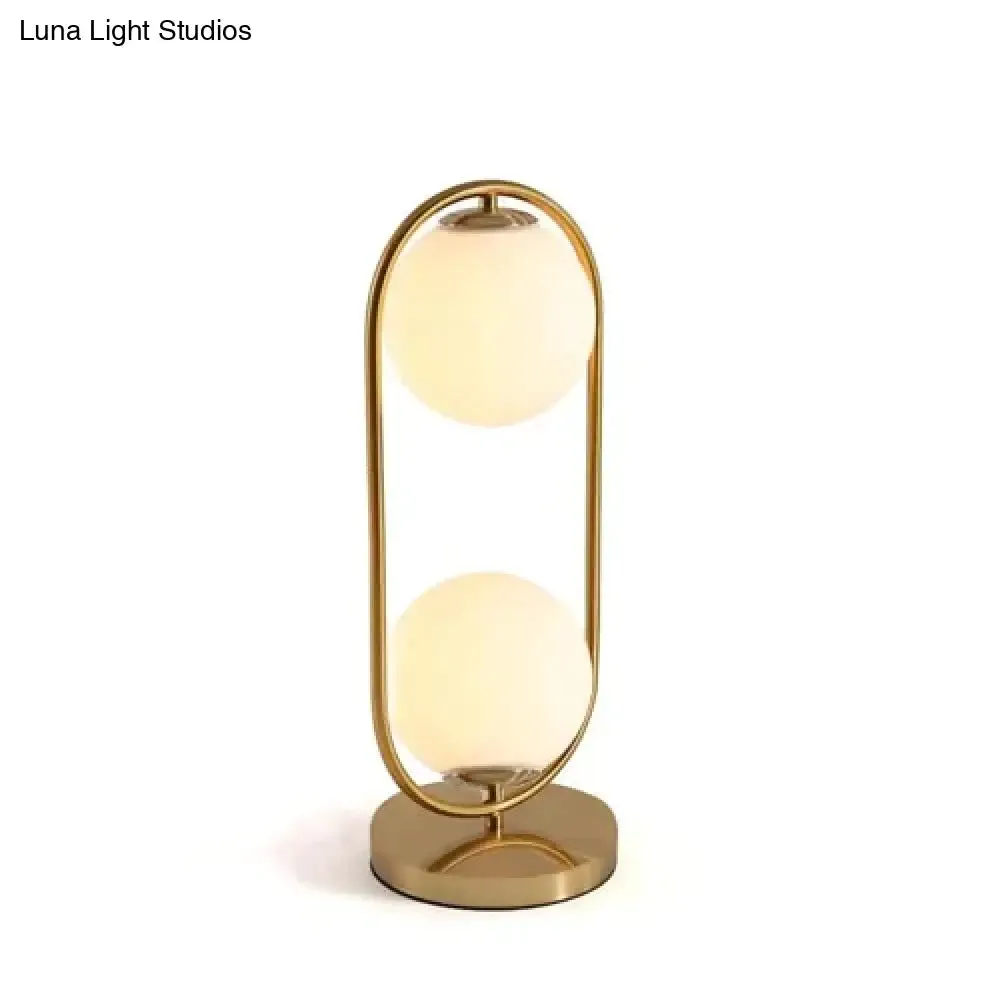 Nordic Art Deco Golden Body Table Lamp Metal Base Plate Modern Minimalist Frosted Glass Led Desk Lamp For Study/Bed Room