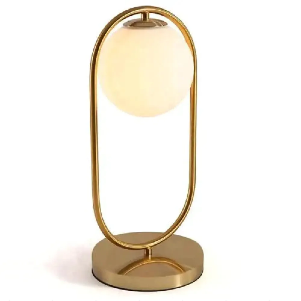 Nordic Art Deco Golden Body Table Lamp Metal Base Plate Modern Minimalist Frosted Glass Led Desk Lamp For Study/Bed Room