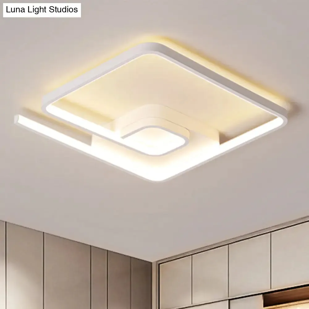 Nordic Squared Flush Lighting Slim Acrylic LED Ceiling Flush Mount - 16.5"/20.5" W, White/Black, Warm/White Light