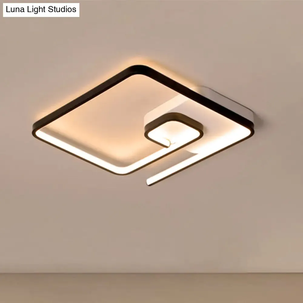 Nordic Squared Flush Lighting Slim Acrylic LED Ceiling Flush Mount - 16.5"/20.5" W, White/Black, Warm/White Light