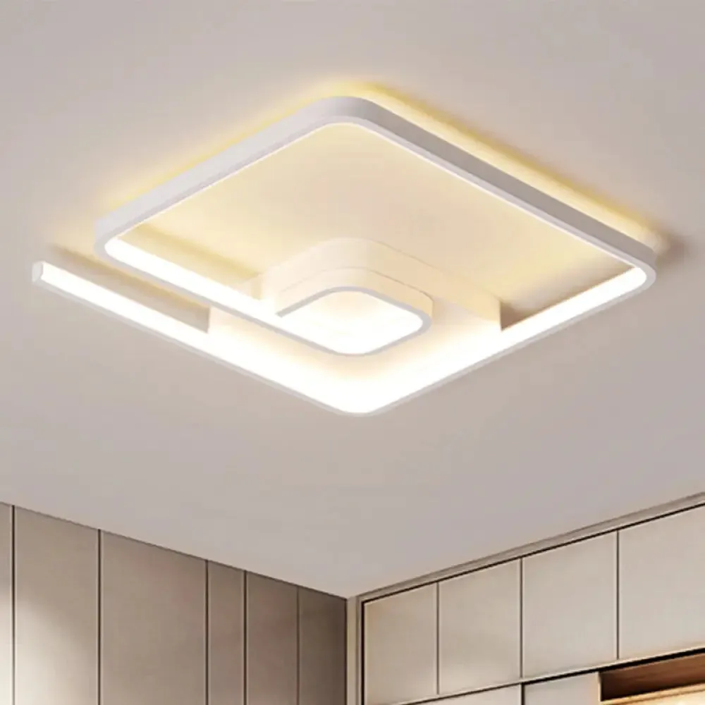 Nordic Squared Flush Lighting Slim Acrylic LED Ceiling Flush Mount - 16.5"/20.5" W, White/Black, Warm/White Light