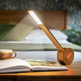 Octagon One Plus Desk Lamp Alarm in Walnut Cherry Bamboo Wood by Gingko