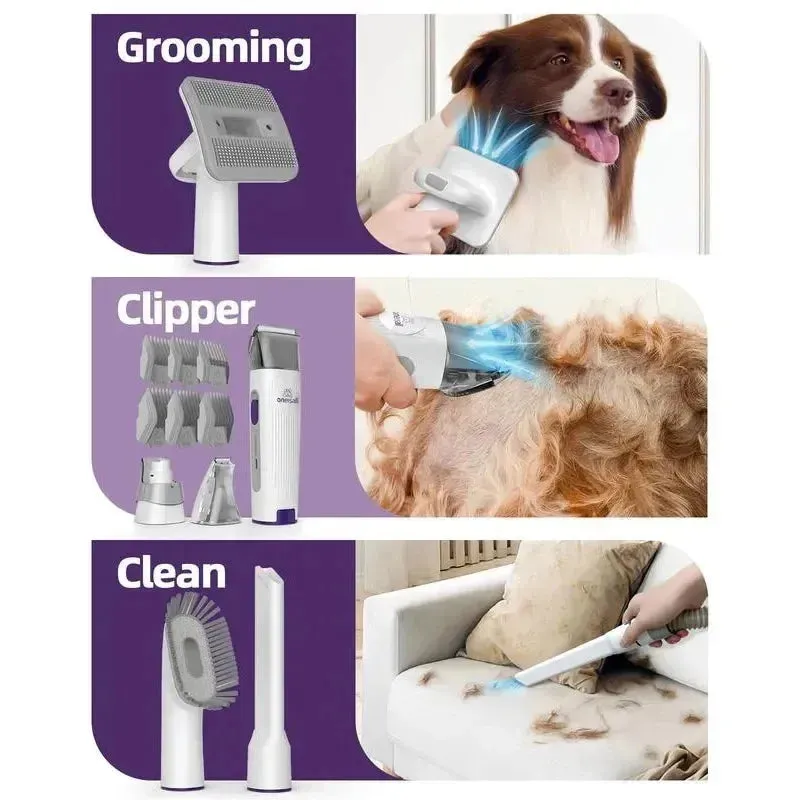 Oneisall Dog Hair Vacuum & Grooming Kit with Clipper & Nail Grinder