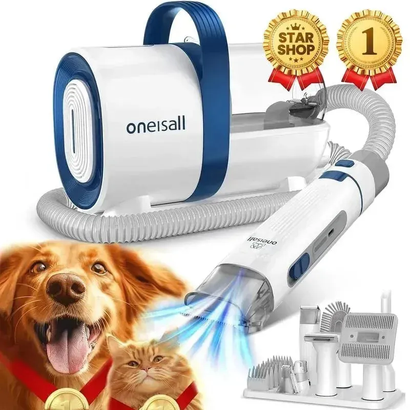 Oneisall Dog Hair Vacuum & Grooming Kit with Clipper & Nail Grinder