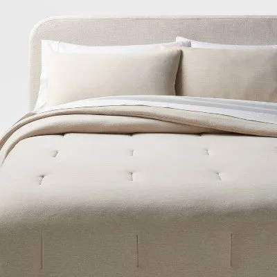 Open Box - King Modern Jersey Comforter and Sham Set Oatmeal Heather - Threshold