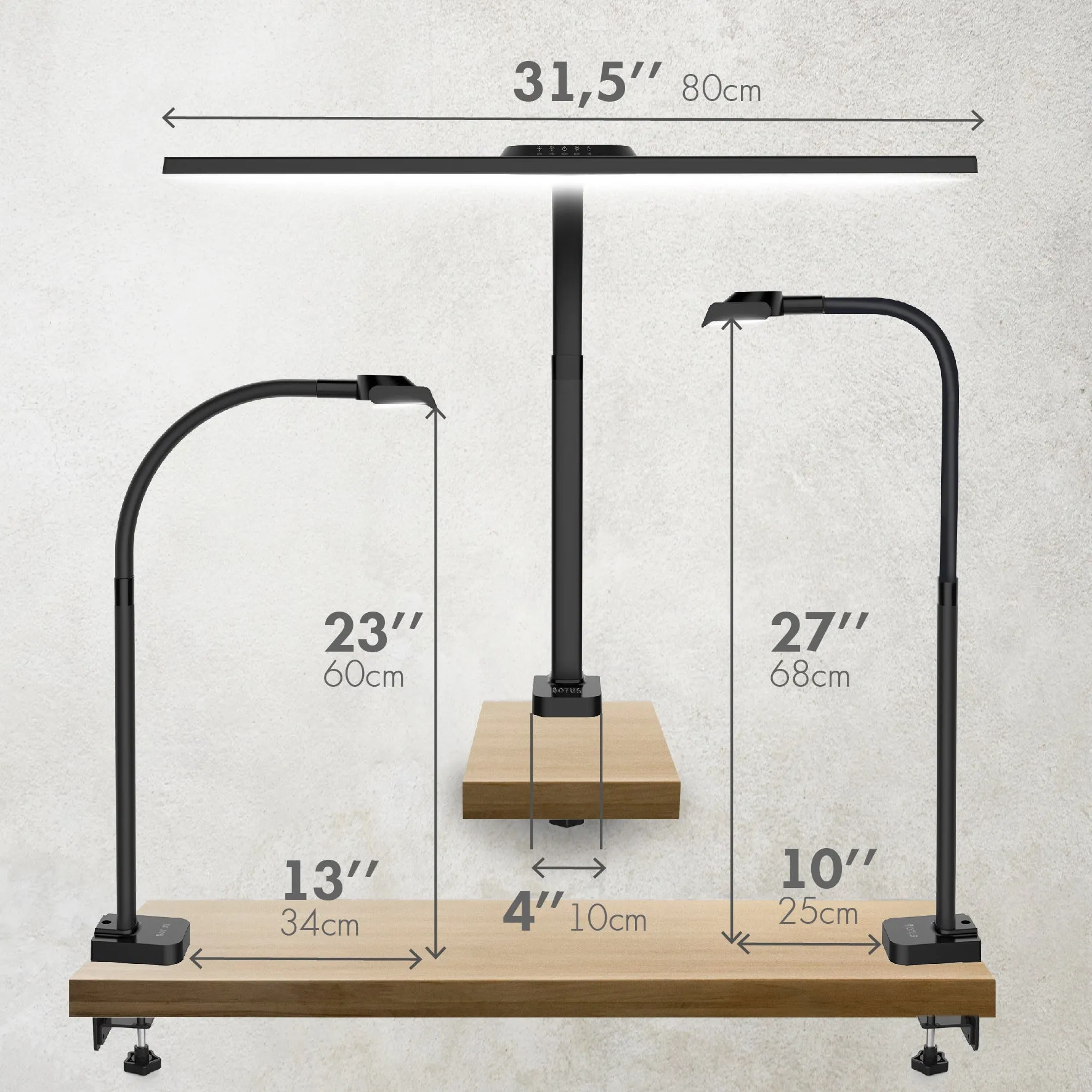 OTUS Architect LED Desk Lamp Clamp, 20W Super Bright, 31.5" Wide Task Table Light with Flexible Gooseneck