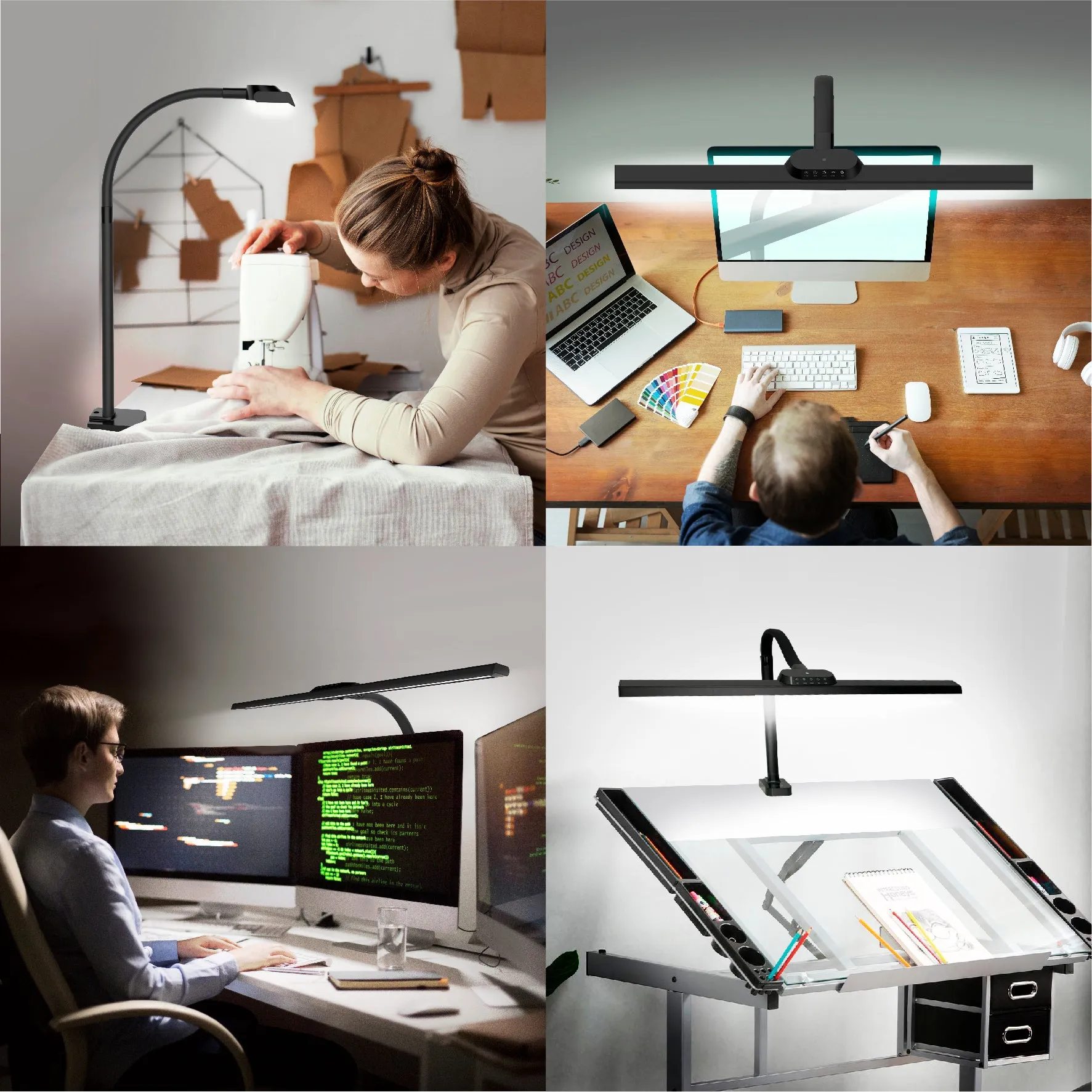 OTUS Architect LED Desk Lamp Clamp, 20W Super Bright, 31.5" Wide Task Table Light with Flexible Gooseneck