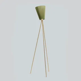 Outlet Oslo Wood floor lamp - Gold, Olive green