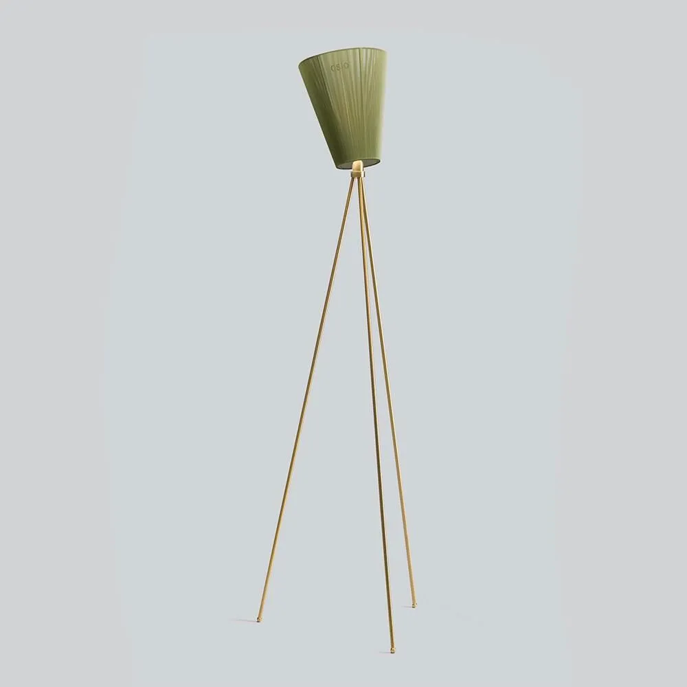 Outlet Oslo Wood floor lamp - Gold, Olive green