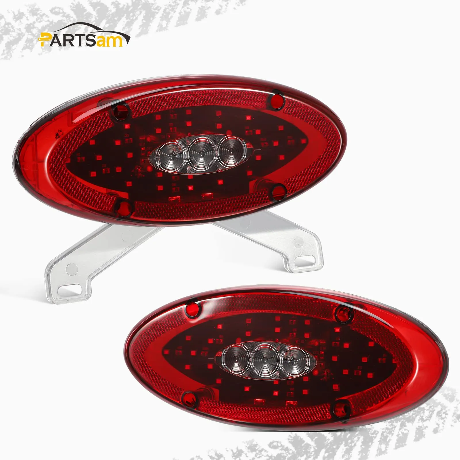 Partsam Pair 9.5" Red Led Oval Combination RV Tail Lights