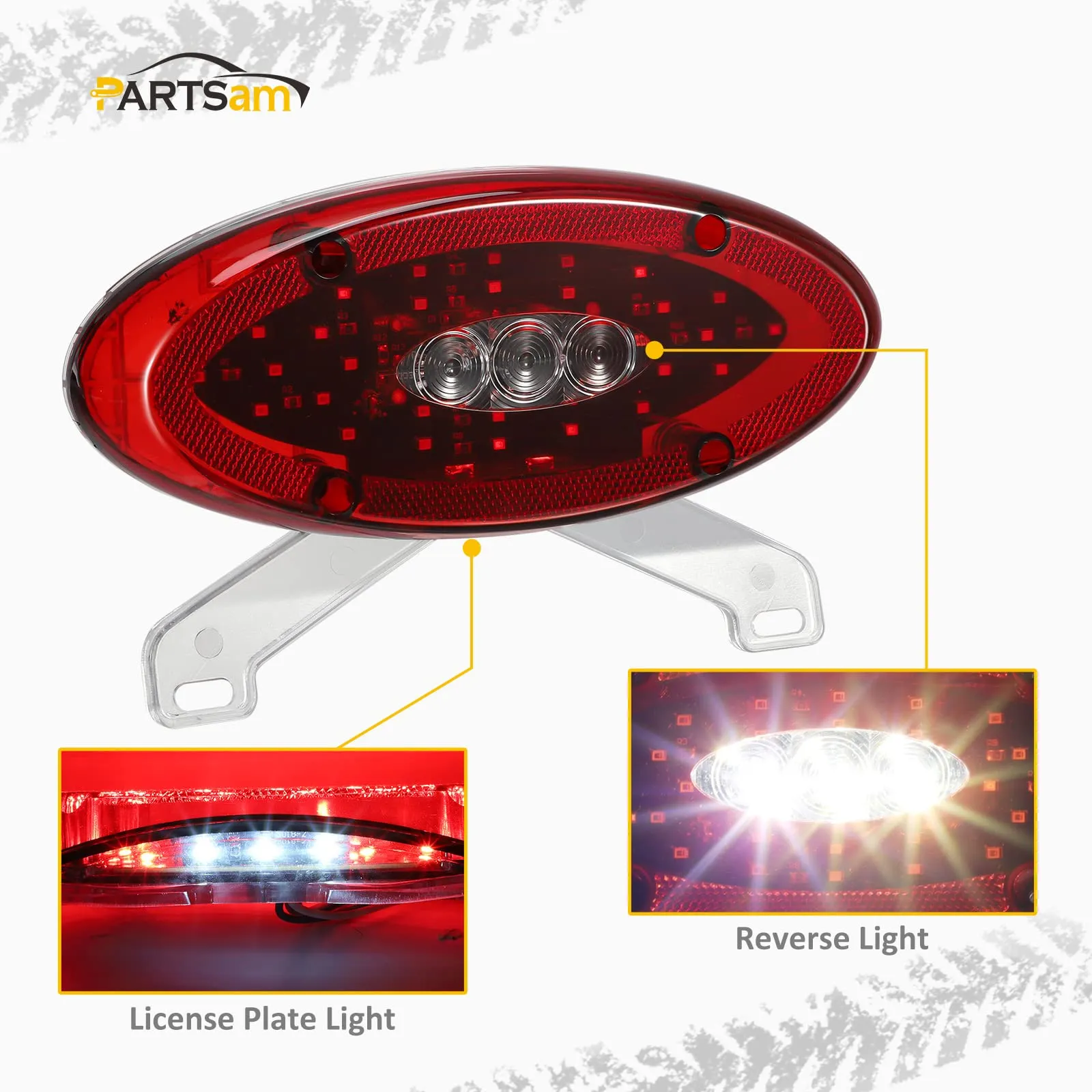 Partsam Pair 9.5" Red Led Oval Combination RV Tail Lights