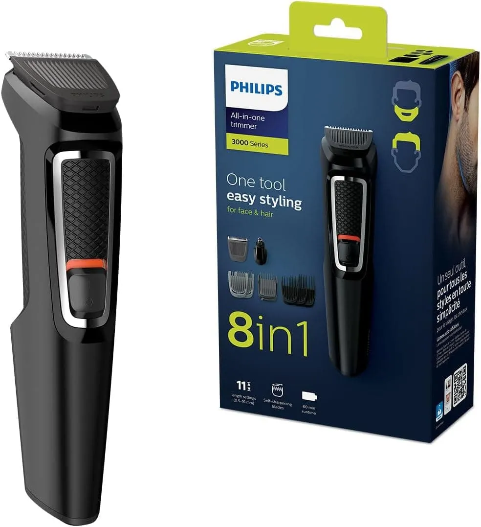 Philips Multigroom Series 3000 8-in-1 Face and Body Hair Shaver & Trimmer (Model MG3730/13)