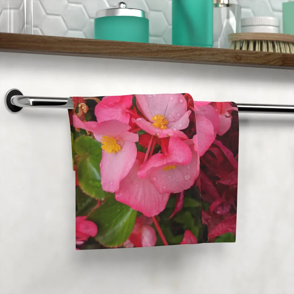 Pink Flowers Face Towel