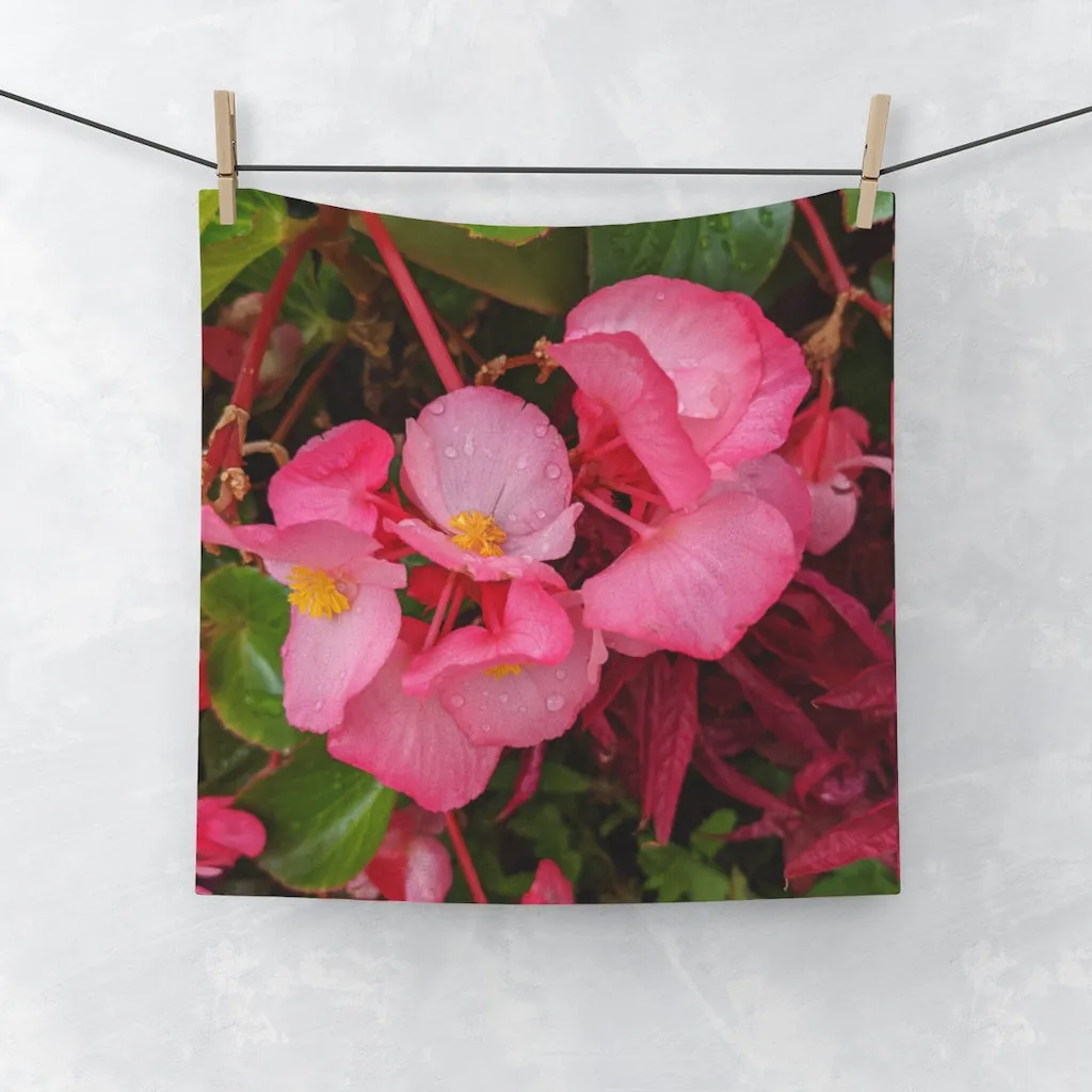 Pink Flowers Face Towel