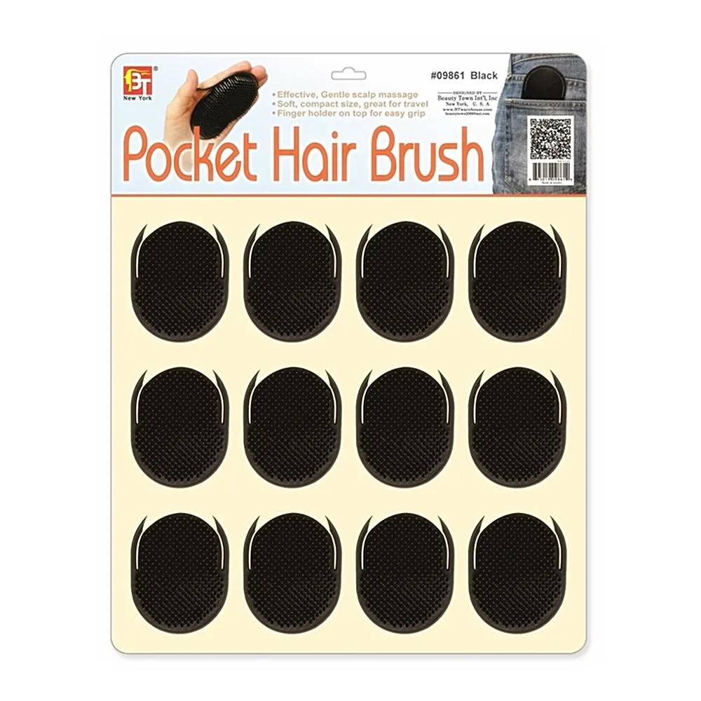 POCKET HAIR BRUSH PALM-GRIP (12 PCS)