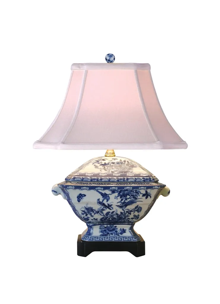 Porcelain Blue and White Tureen Lamp