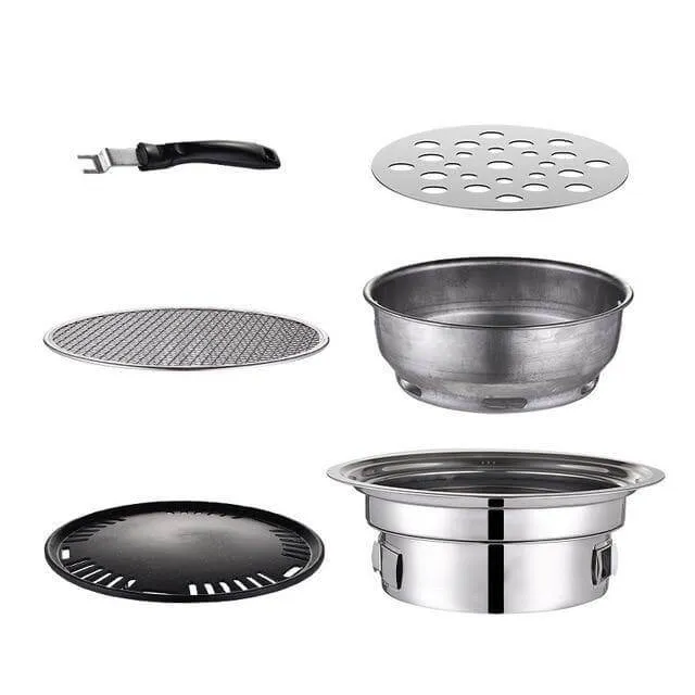 Portable Korean Style Stainless Steel Charcoal Camping Grill