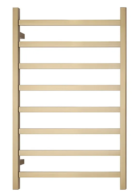 Premium Brushed Gold Heated Towel Rack - 8 Bars, Square Design, AU Standard, 1000x620mm Wide